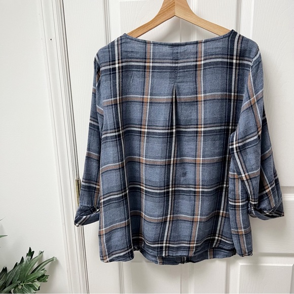 J. Jill Plaid Pullover Top in Blue - Picture 6 of 7